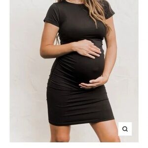 Blanqi Black Cap Sleeve Maternity Dress